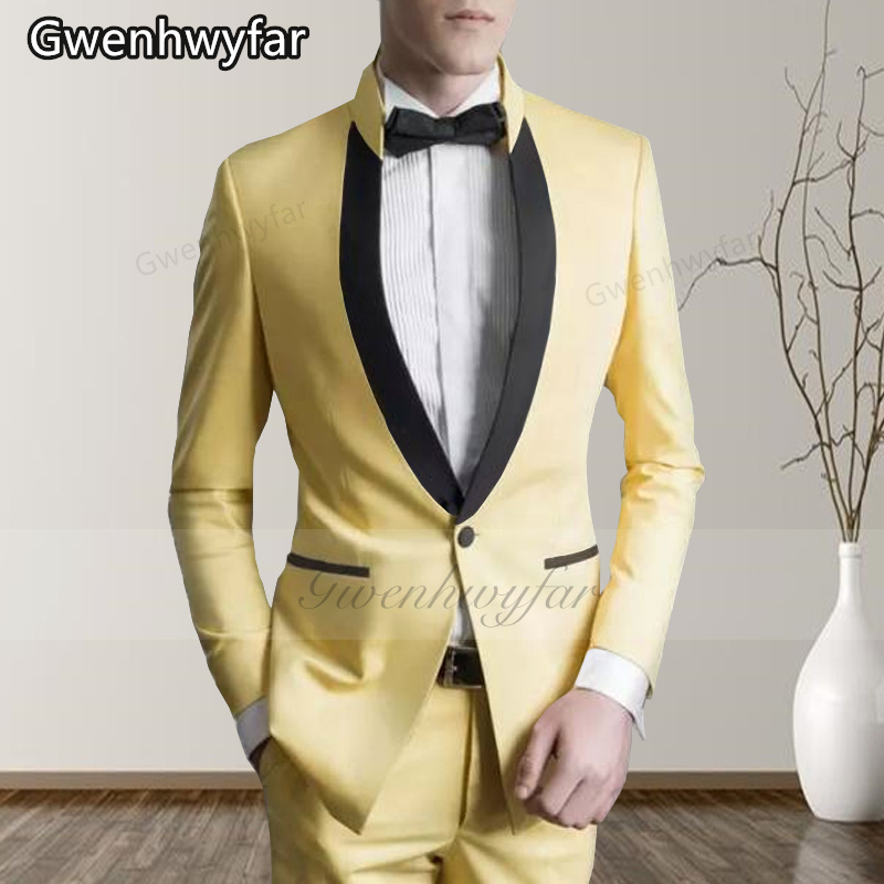 Men'S Grooming For Marriage - Gwenhwyfar Setelan Pengantin Pria Kuning Muda
